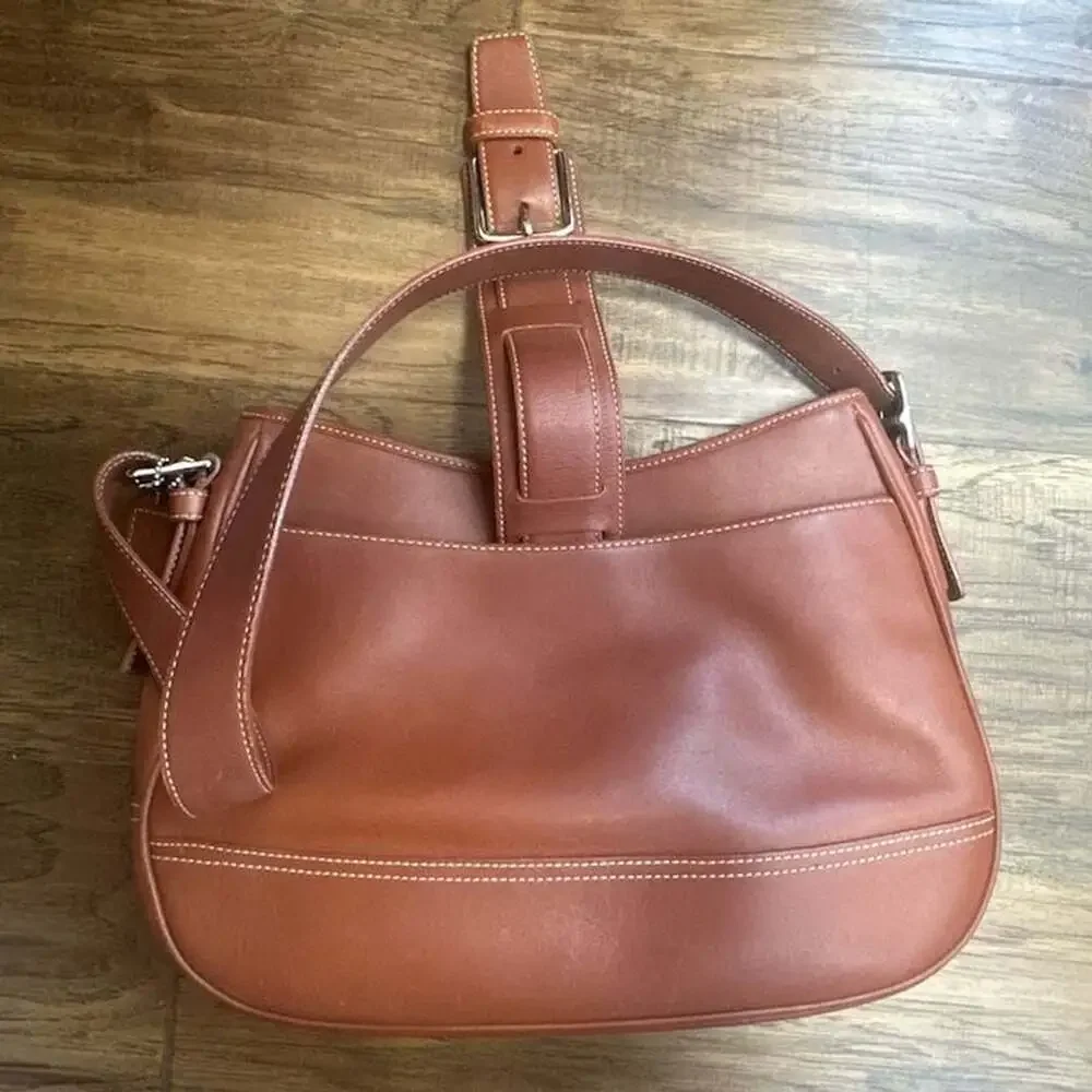 Coach Vintage Brown Leather Buckle Hobo Shoulder Bag 7583